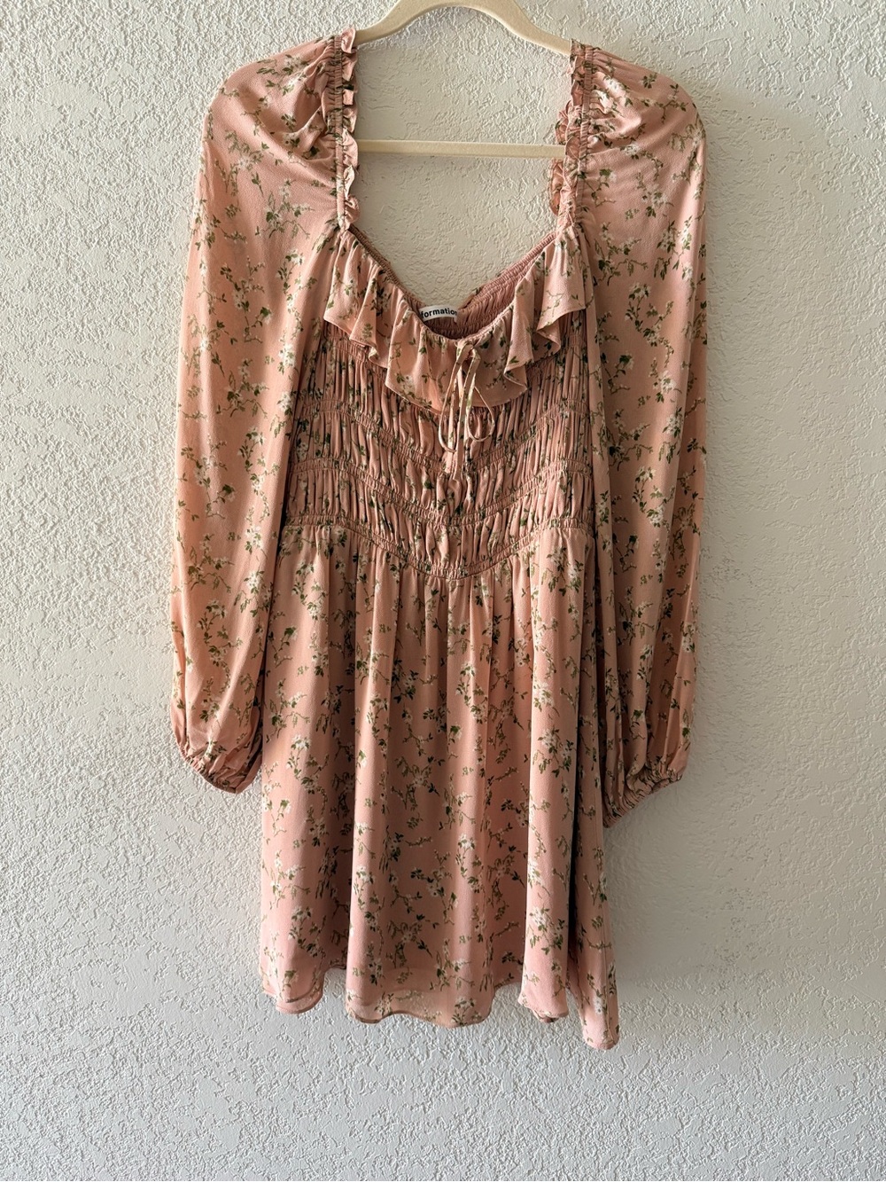 REFORMATION Morris Smocked Ruffle Floral Print Mini Bohemian Dress Women’s Sz 8